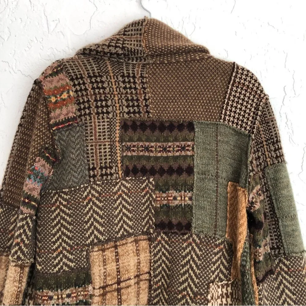 RALPH LAUREN COLLECTION Purple Label Patchwork Shawl-Collar Cardigan Size Medium - Picture 6 of 10
